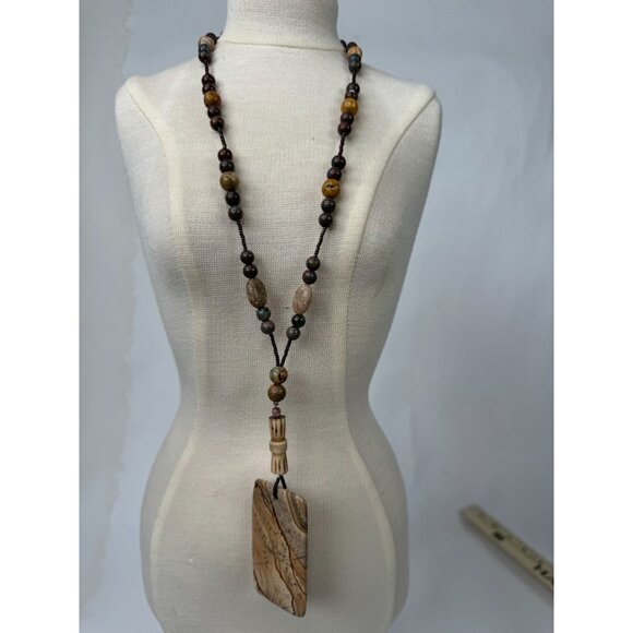Picture Jasper Pendant Necklace With Unakite & Polychrome Jasper Beads Healing S - Picture 5 of 16